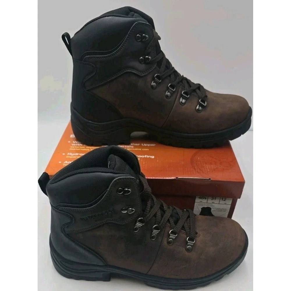 Ozark Trail Bandy Men's Hiking Boots Size 12 Dark Brown Leather Waterproof